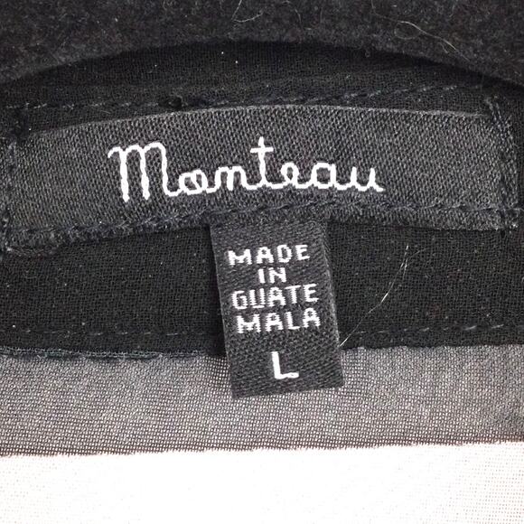 Monteau Sheer Sailor Stripe Collared Lightweight Button Down Front Pocket Top L - Picture 7 of 12